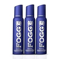 Fogg Royal Perfume Body Spray For Men (Blue), Long Lasting, No Gas, Everyday Deodorant, 150ml Each (Pack of 3)