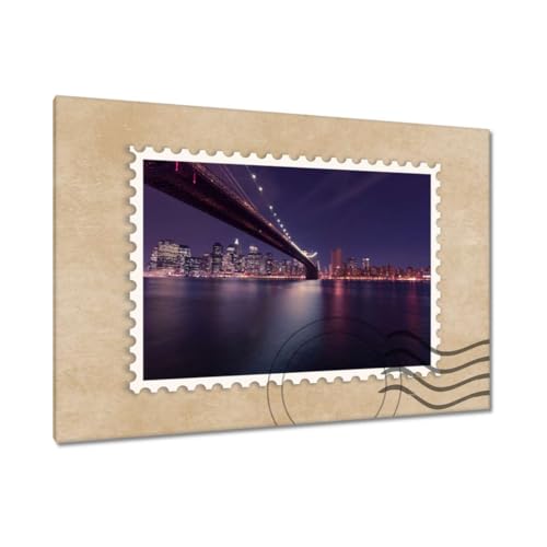 Toile New York pont de nuit grand tableau salon pour une ambiance loft américain