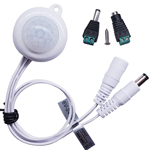Mankk Pir Motion Activated Body Sensor Switch White Dc 6V-24V 5A Round Light Sensor With Male Female Head Dc Power Adapter Connector For Led Strip Light M-103-W-Gm #TOP2