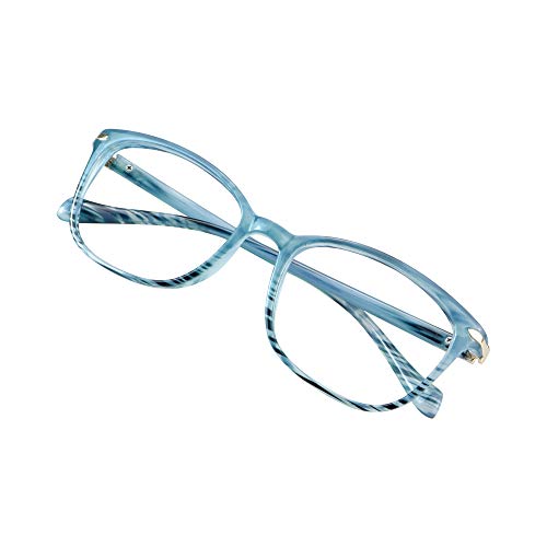Blue Light Blocking Glasses for Women, Anti Eyestrain, Computer Reading, TV Glasses, Stylish Square Frame, Anti Glare(Slate Blue,No Magnification)