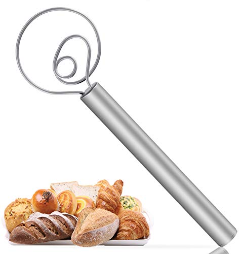 Danish Dough Whisk,12 Inch Large Stainless Steel Danish Dough Wisk for Bread Making Tools & Supplies-Kitchen,Dining,Home for Hand Mixer & Blender for Baking Flour, Dessert, Sourdough, Pizza, Pastry