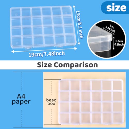 Image of Eppingwin 24 Grids Bead Organizer, Craft Organizers and Storage, Acrylic Organizers, Plastic Bead Organizer Box for Crafts Organizing Storing(2 pack)