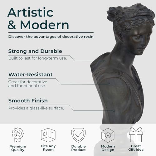 Estatua Busto Diosa Griega Resina Decorativa 12 pulg miniatura 5