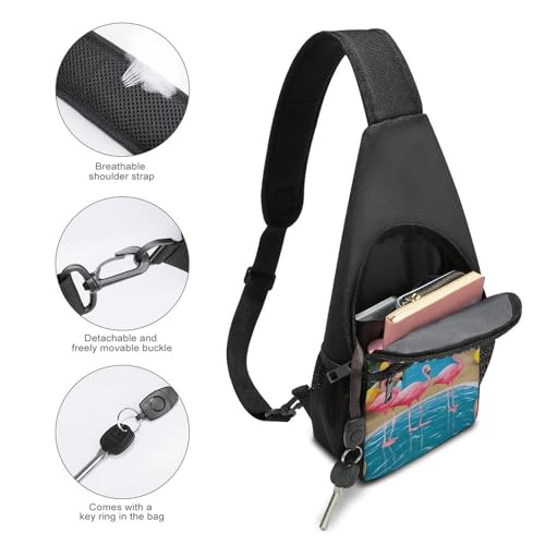 Sling Bag para mujer y hombre con diseño de flamenco y piscina miniatura 3