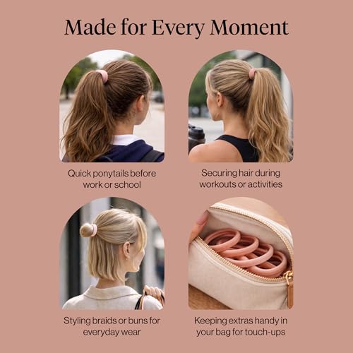 Kitsch Nylon Hair Ties, No Damage, Stretchable Hair Bands, Blush, 20 Pcs - image 8
