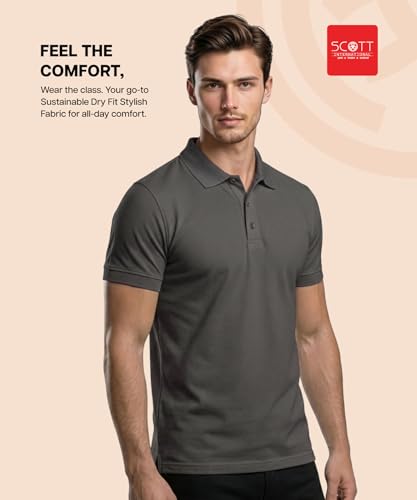 Image of Scott International T Shirt for Men | Polo T-Shirt for Man | Plain Casual Stylish | Half Sleeve | Mens Polyester Dry Fit Collar Polo Tshirts for Men, Quick Drying & Breathable Fabric, Gym Wear Tees