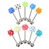 SOIMISS Barras de Piercing para Lengua de Acero Quirúrgico 10 Piezas Color Aleatorio Bola de Peluche Joyería Corporal Segura para Mujer y Hombre Decoración Moderna para Color Aleatorio