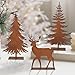 Weihnachtsdeko Roststecker Weihnachtsbaum Hirsch 3er Set Wetterfeste Metall Rost Garten Deko Weihnachten Tischdeko Weihnachtsdekoration Outdoor Gartenstecker für ,DraußEn ,Terrasse, Balkon (Rost)