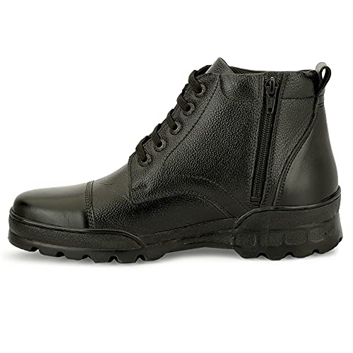 Image of SVPANTHER Men's Side Zip Ankle Leather Boots for Police, Commando NCC, Military, Army