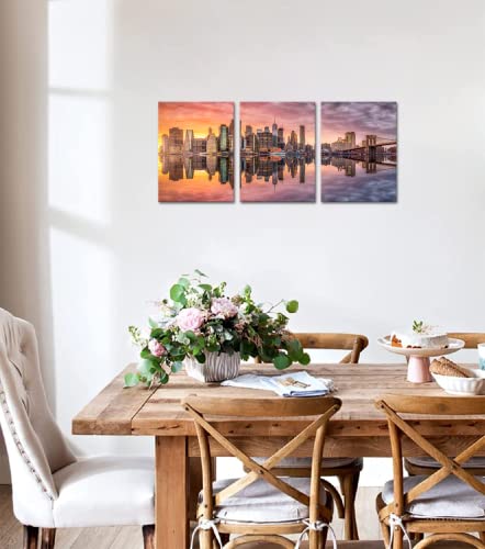 Yeilnm New York City Wall Art Sunset Landscape Brooklyn Bridge Canvas Picture Manhattan Skyline Painting Giclee Artwork Modern Home Office Living Room Bedroom Wall Decoration #TOP4