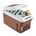 YJDQ Glacière Électrique Portable 15L Brown D'Économie D'Énergie Et Silencieuse Pratique Et Pratique de Voiture Réfrigérateur Chaud Et Froid Très Approprié Pour Voyages D'Affaires,Camping