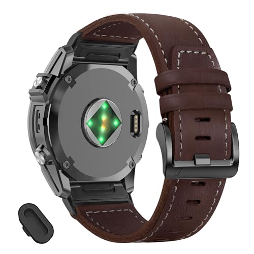 Image of ZPJPPLX 26mm Genuine Leather Quick fit Watch Band Compatible with Garmin Fenix 8 /quatix 51mm /Fenix 7X pro /7X /6X Pro /6X /5X Plus /5X /3 HR /3 /tactix 8 AMOLED-51mm /7 Pro /Enduro 3 2 /Descent Mk3i-51mm /Mk2i