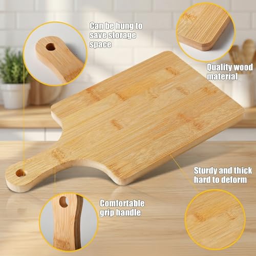 Set de 12 tablas de cortar de madera con mango bambú miniatura 3