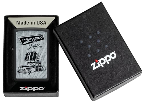Image of Zippo Car Design Black Matte, Pocket Fuel Refillable Windproof Lighter, BIS Certified