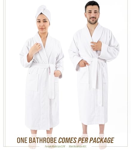 American Soft Linen 100% Cotton Robes for Women and Men, Soft Lightweight Quick Dry Unisex Couple Turkish Bathrobes3