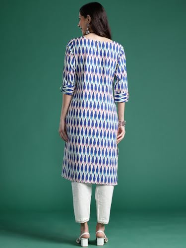 Image of INDO ERA Women's Pure Cotton Straight Fit Printed Straight Kurta