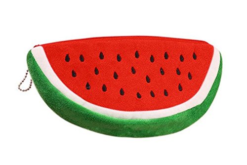 Preisvergleich Produktbild Hacoly Wassermelone mädchen Junge Plüsch Federmäppchen Student Niedlich Reißverschluss Briefpapier Pouch Pencil Case Für Studenten Beginne mit der Schule Geschenke - Rot