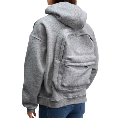Backpack Hoodie for Men Women Zipper Cardigan Creative Hoodies Lightweight Travel Hooded Sweatshirts with Backpack2