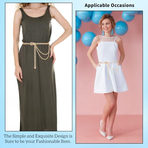 Punk Waist Chain Gold Metal Belt, Fashion Multilayer Chain Belts Adjustable Metal Body Waist Link Belts Elegant Jewelry Accessories Body Decorate for Dresses Jeans Skirts Trouser4