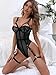 Eagerlove Women Lingerie Sets with Garter Belt Bodysuit Valentine's Gifts Sexy Lace Tops One Piece Strappy Teddy Babydoll Black L