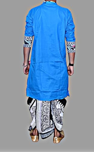 Image of Pure Cotton Full Sleeves Kurta with dupion silk Dhoti pant set (701)