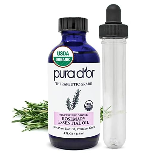 PURA D'OR Organic Rosemary Essential Oil, 4oz, Therapeutic Grade, for Hair, Body, Skin, Aromatherapy, Relaxation, Massage, Mood, Relief, Home, DIY Soap
