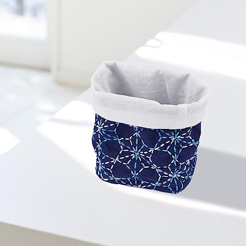 Image of FREEBLOSS 4 Set DIY Sashiko Kit Mini Storage Basket Dark Blue Storage Basket Bins Baskets for Organizing Crafts for Adults Home Handcraft