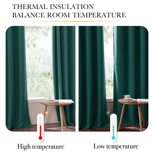 Image of NICETOWN 100% Blackout Curtains with Liners, Solid Thermal Insulated Full Blackout Lined Drapes, Energy Efficiency Window Draperies for Bedroom (Emerald Green, 2 Panels, 42 inch W x 63 inch L)
