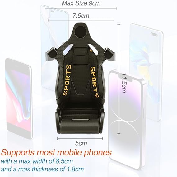 Image of CARTMAN Racing Seat Cell Phone Holder | Universal Car Vent Mobile Mount | Adjustable Air Vent Phone Stand for All Smartphones | Compact & Durable Design (Yellow)