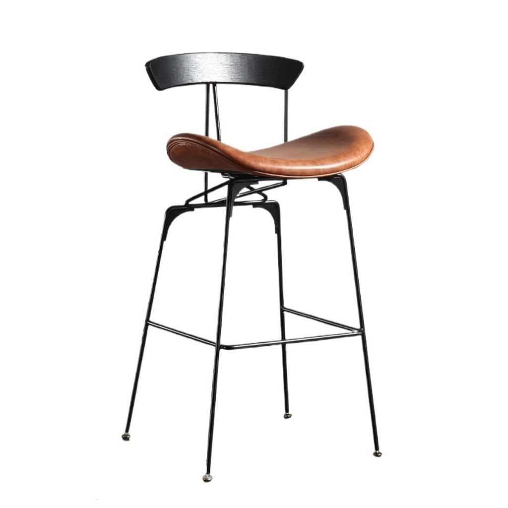 Eines A Home Bar Furniture Nordic Retro Backrest Bar Stool Home Simple Iron High Chair Coffee Shop Bar Chair Counter Barstool(A)
