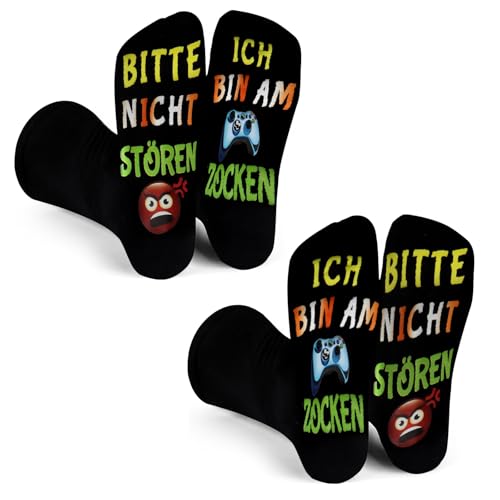 2 pares de calcetines negros divertidos y geniales, regalos divertidos para cumpleaños de hombres, calcetines divertidos con el dicho 'Por favor, no molestes, estoy jugando', regalo de cumpleaños
