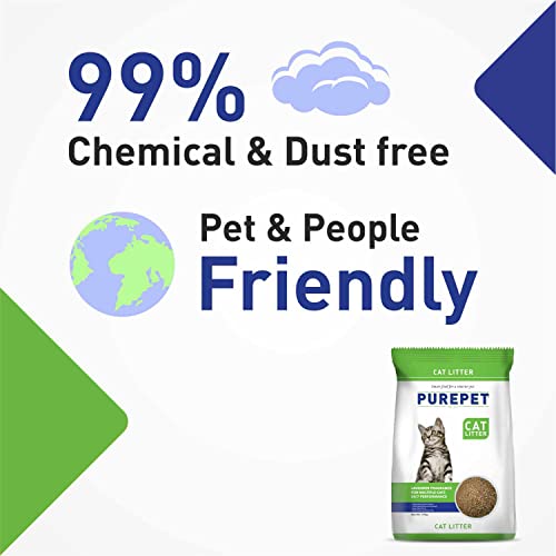 Purepet Cat Litter for All Cat Breed, Lavender Fragrance - 10kg Pack Pet Litter Tray Refill
