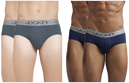 Image of Jockey 8037 Men's Super Combed Cotton Solid Brief with Ultrasoft Waistband(Pack of 4),Assorted