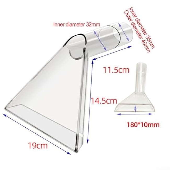 Upholstery Nozzle Spray Extraction Tool For Carpet Sofa Cleaning, Transparent Plastic Vacuum Cleaner Attachment With Large And Small Clear Tips(large clear tip)
