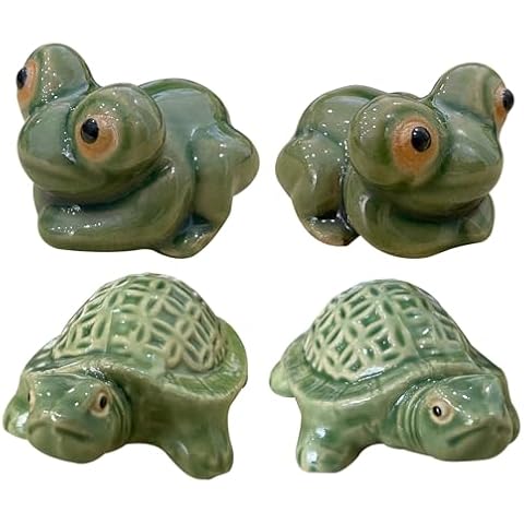 4Pcs Toilet Bolt Caps, Ceramic Toilet Bolt Covers Frog & Turtle Toilet Bolt Covers Decorative, Toilet Floor Bolt Caps for Bathroom Cute Decor Cover