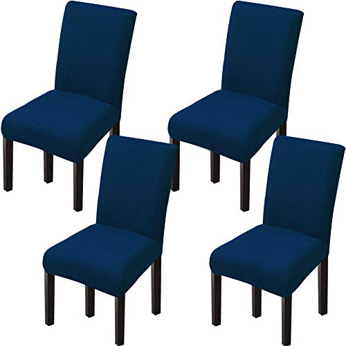 GoodtoU Chair Covers for Dining Room Chair Covers Dining Chair Slipovers (Set of 4, Navy Blue)