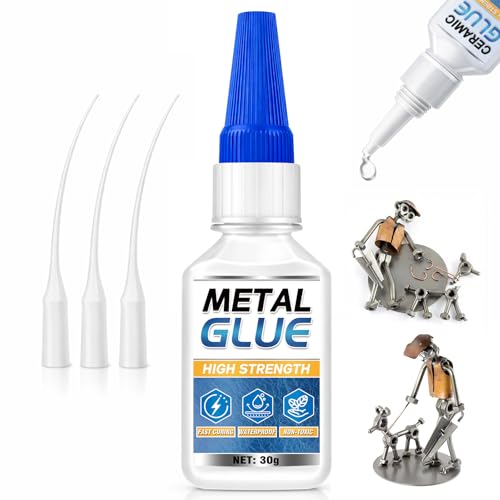 Image of Metal Glue, Super Glue for Metal 30g Heavy Duty Instant Adhesive, Fast Drying Clear CA Adhesive for Stainless Steel, Aluminum, Iron, Jewelry Repair, DIY Crafts, Waterproof Strong Bonding