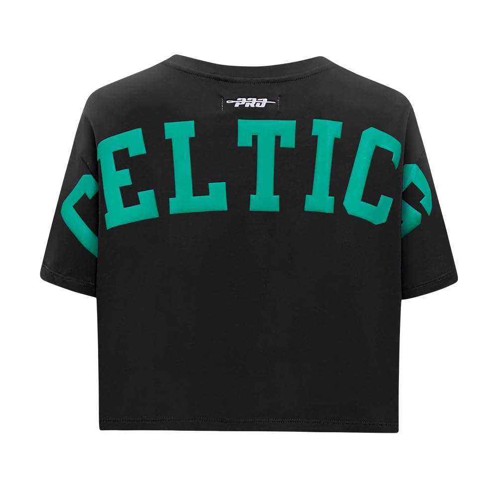 Pro Standard Womens NBA Boston Celtics Wingspan Short Sleeve Boxy Tee Black XS
