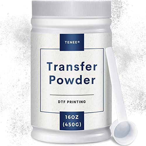 DTF Powder 450g/16oz White DTF Powder Adhesive, Upgrade DTF Transfer Powder with Super Adhesion, Waterproof and Durability for All Fabric, DTF Hot Melt Adhesive Powder for All DTF Printers - by Tenee