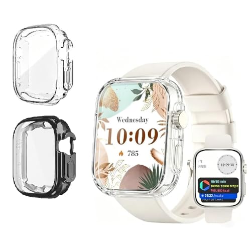 �yYLPINGAA�z�P�[�X For LOVAME �X�}�[�g�E�H�b�` 1.91�C���` �Ή� �P�[�X �ی�t�B�����i�ėp�^�j�P�[�X TPU �J�o�[+�t�B���� ��̌^ �S�ʕی� �����ȒP �����ߗ� �w��h�~ �t�F�C�X�J�o�[�Z�b�g �i2���� �N���A+�u���b�N�j