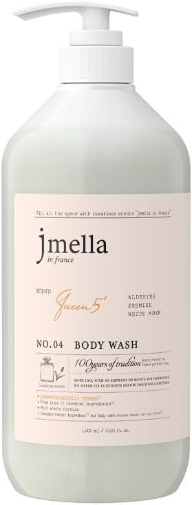 jmella Queen5 Sabonete líquido corporal com fragrância floral-aldeídica, 1.000 mL