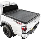 Syneticusa MR Retractable Hard Truck Bed Tonneau Cover T-Slot Rails Fits 2016-2025 Tacoma 5ft Box Powder Coated Matte Black Aluminum Waterproof Accessories