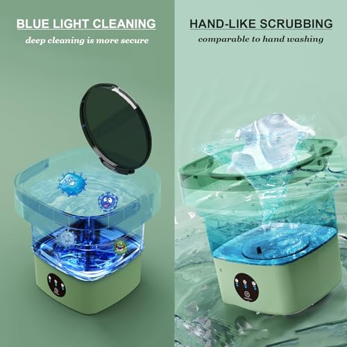 Image of Portable Washing Machine and Dryer,Mini Washing Machine With Spinner,Modes Deep Cleaning, Suitable For Apartments, Dormitories, Camping, RV Travel (6.5L-Green)