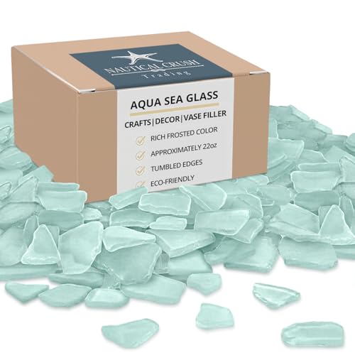 Nautical Crush Trading Aqua Blue Colored Sea Glass Mix | 22 Ounces of Sea glass for Art Crafts and Decor | SeaGlass Bulk