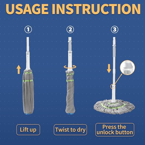 image for BOOMJOY Self Wringing Mop for Floor Cleaning, Long Handled Twist Mop w