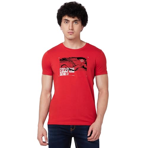 Image of Spykar Men's Slim Fit Round Neck Half Sleeve Solid Casual T-Shirt
