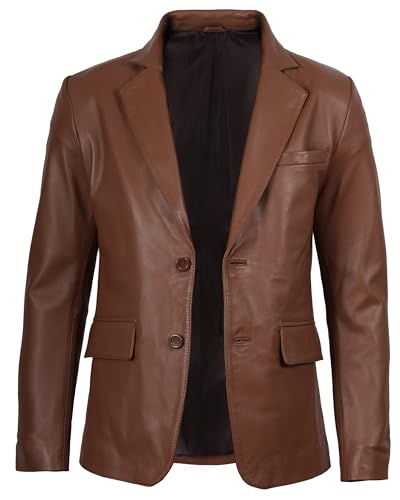 Image of Decrum Lambskin Leather Blazer for Men - Genuine Leather Sport Coat for Formal & Business Casual