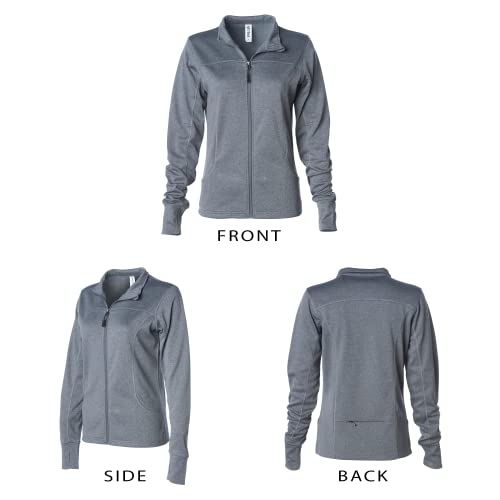 Global Blank Athletic Workout Jackets For Women, Full Zip-Up Jacket For Running, Yoga, And Sports, Gunmetal Heather, Small #TOP1