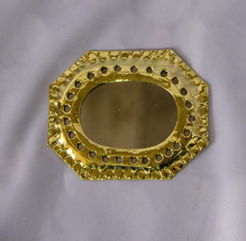 Birthday Gifts For Women Mother Grandma Sister Gift Ideas Handmade Mirror Covered Silver Metal Engraved By Hand - Vanity Mirror For Home Decor Clearence Mirror For Makeup (Brass-Oval-Pointed) #TOP1