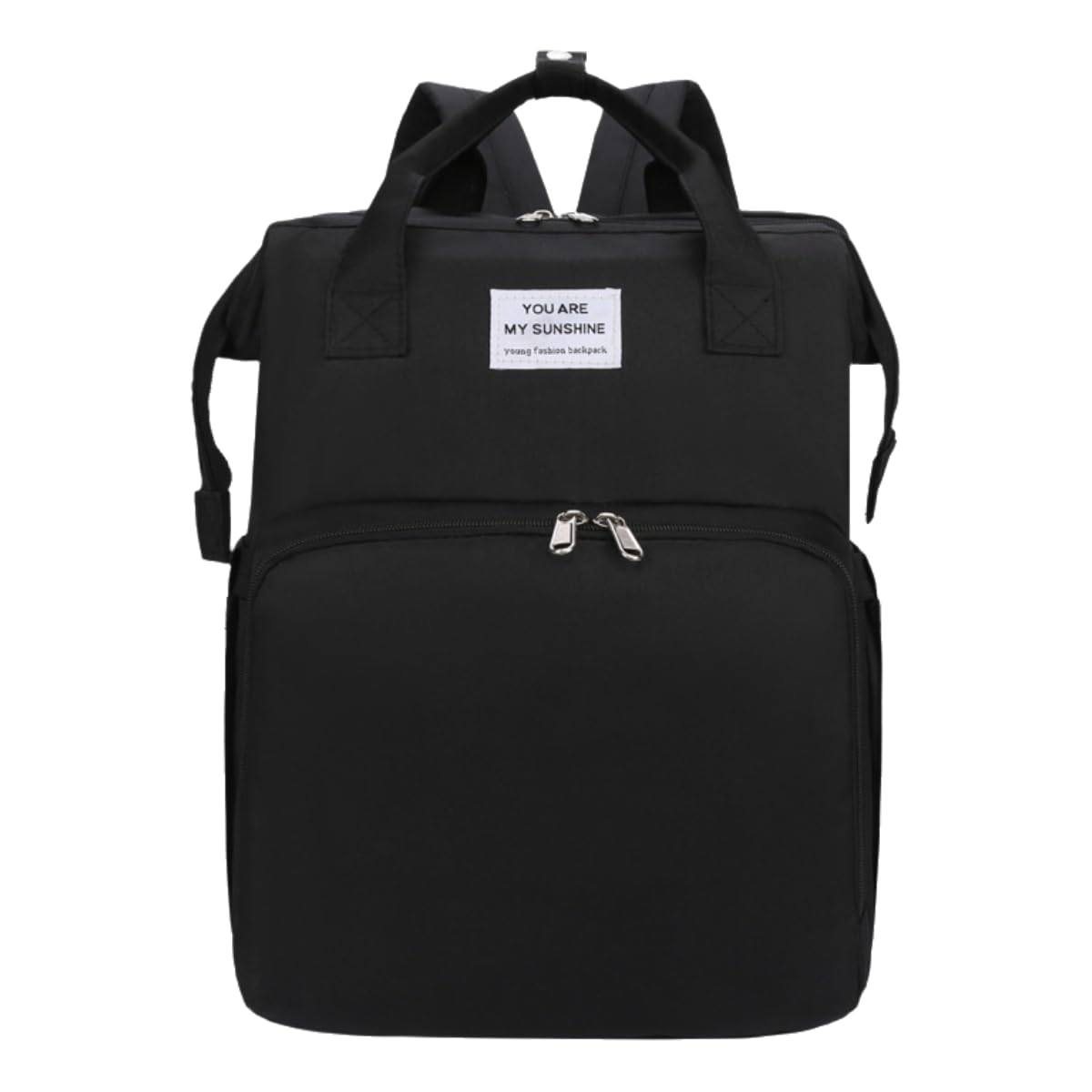 New foldable bed diaper backpack, waterproof and wear-resistant, large capacity, for travel, outings and daily use (black)